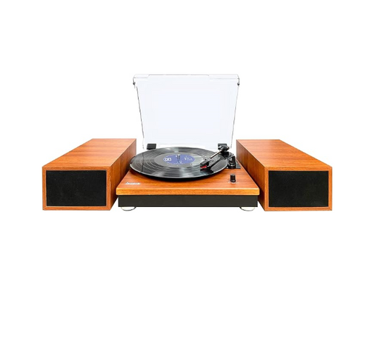 Tocadiscos Vintange Roble Bluetooth con Altavoces 2X10W - 3 Velocidades